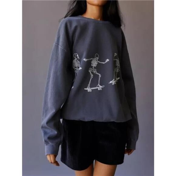Skeleton Graphic Oversized Sweatshirt - Picture 2 of 14